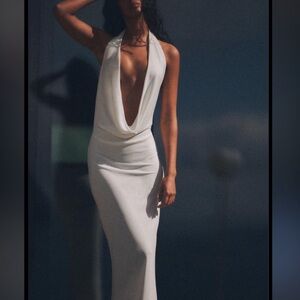 Zara NWT draped white halter dress XS